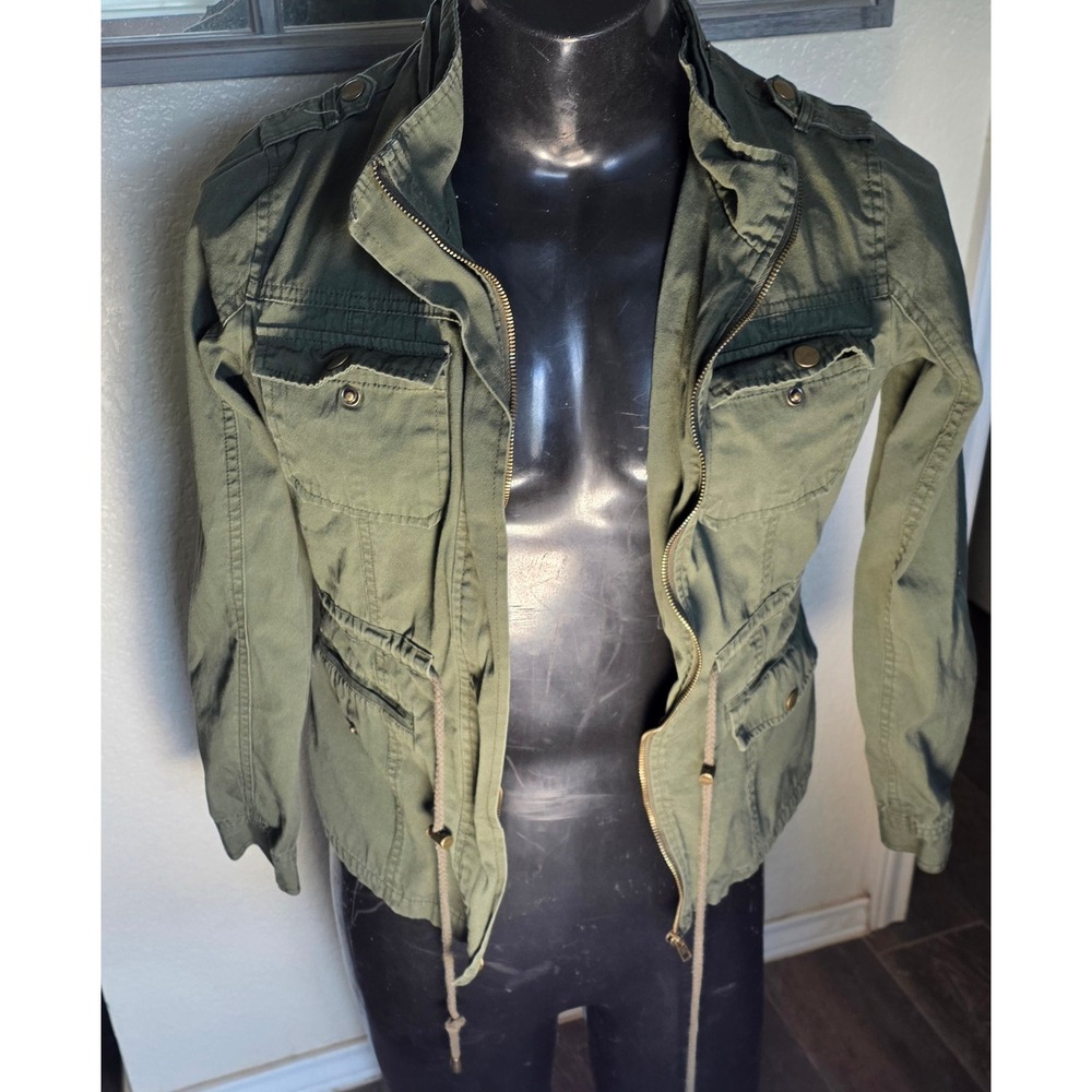 Chocolate USA Womens Utility Jacket Olive Green Military Field Coat Medium HJ815